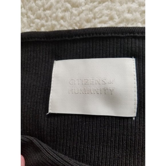 Citizens of Humanity Iris Long Sleeve Cut-Off/Out Rib Knit BLACK Top Women's S - Picture 8 of 16